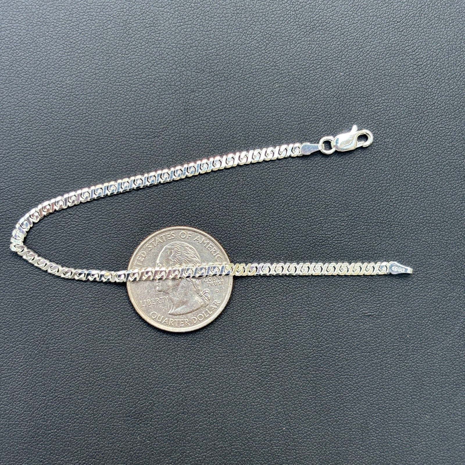 925 Sterling Silver 2.5mm Dollar Link Bracelet