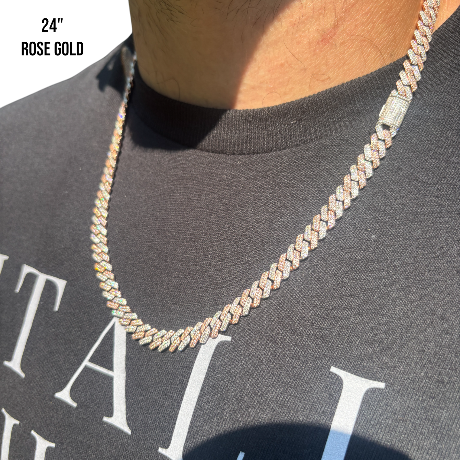 925 Sterling Silver 8mm Moissanite Miami Cuban Prong Chain Necklace