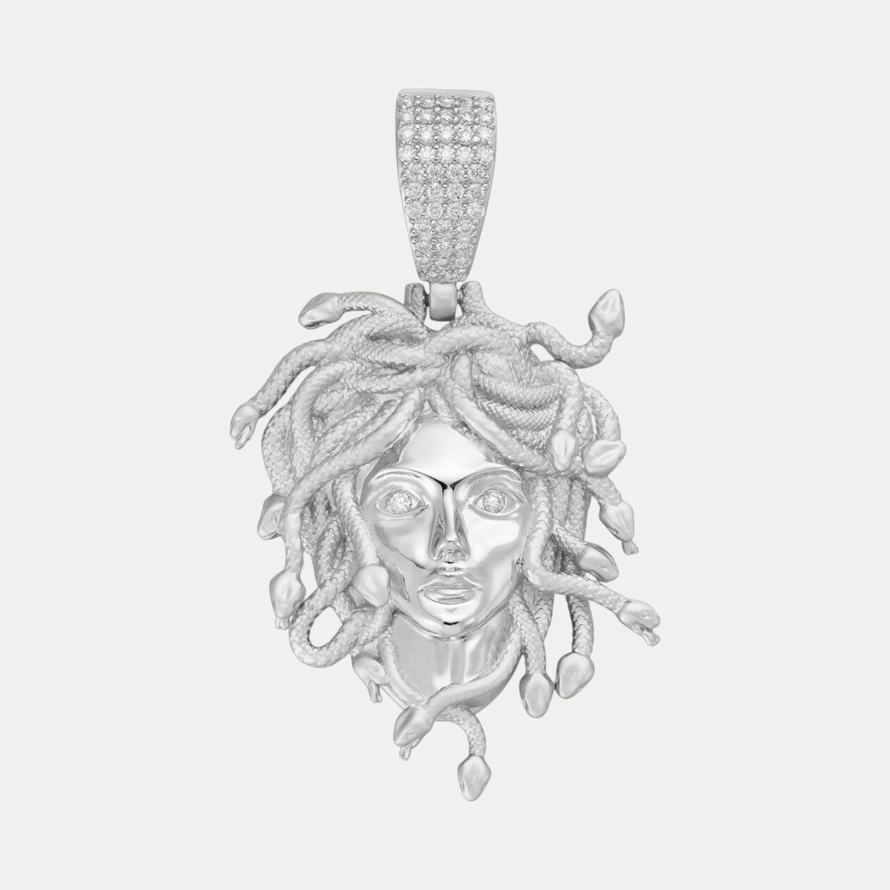 925 Sterling Silver Medusa Head Pendant With Moissanite - Medium
