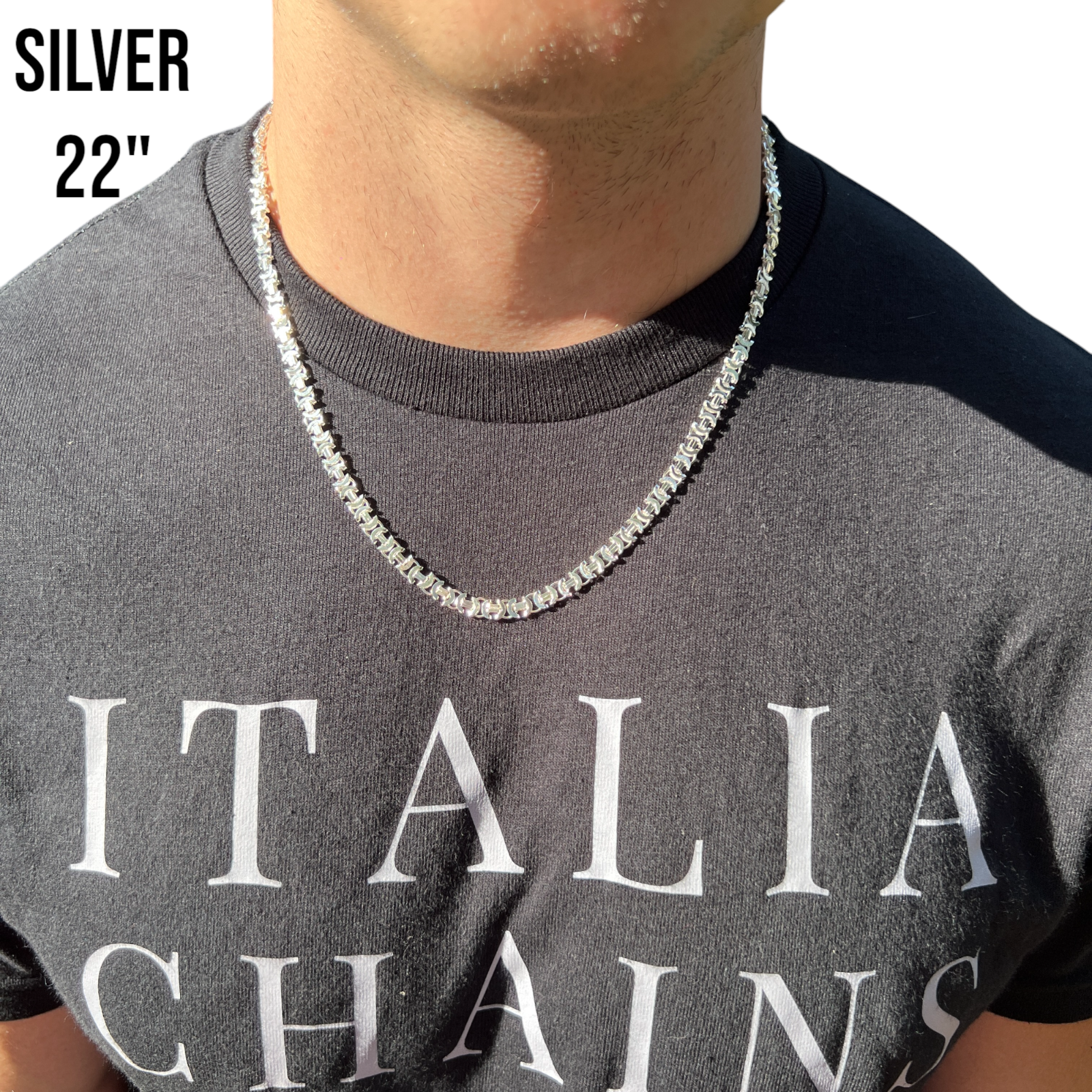 925 Sterling Silver 5mm Flat Byzantine Chain Necklace