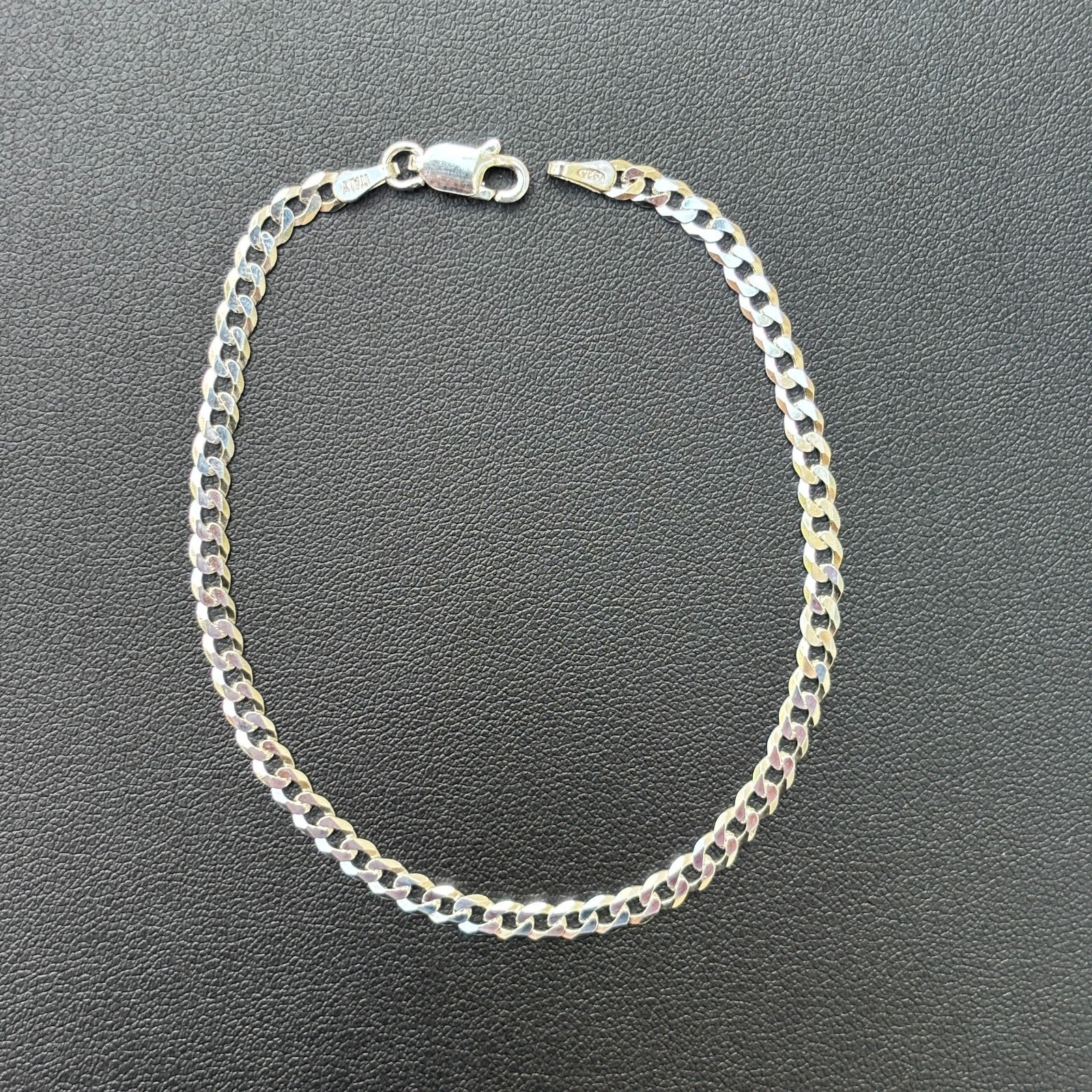 925 Sterling Silver 3mm Flat Curb Bracelet