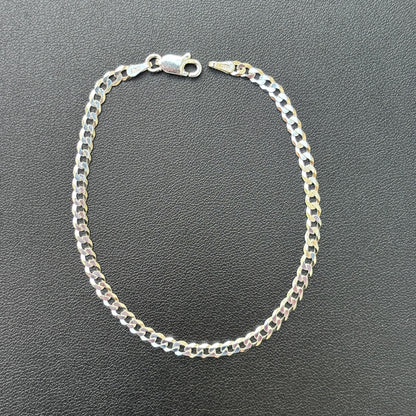 925 Sterling Silver 3mm Flat Curb Bracelet