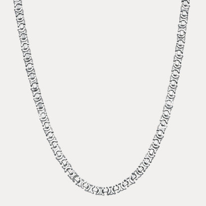 925 Sterling Silver 8mm Flat Byzantine Chain Necklace