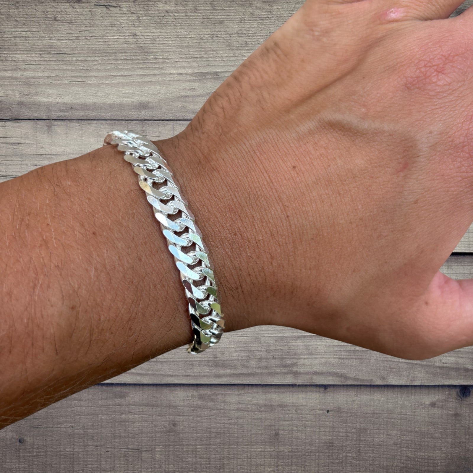 925 Sterling Silver 10mm Double Curb Bracelet