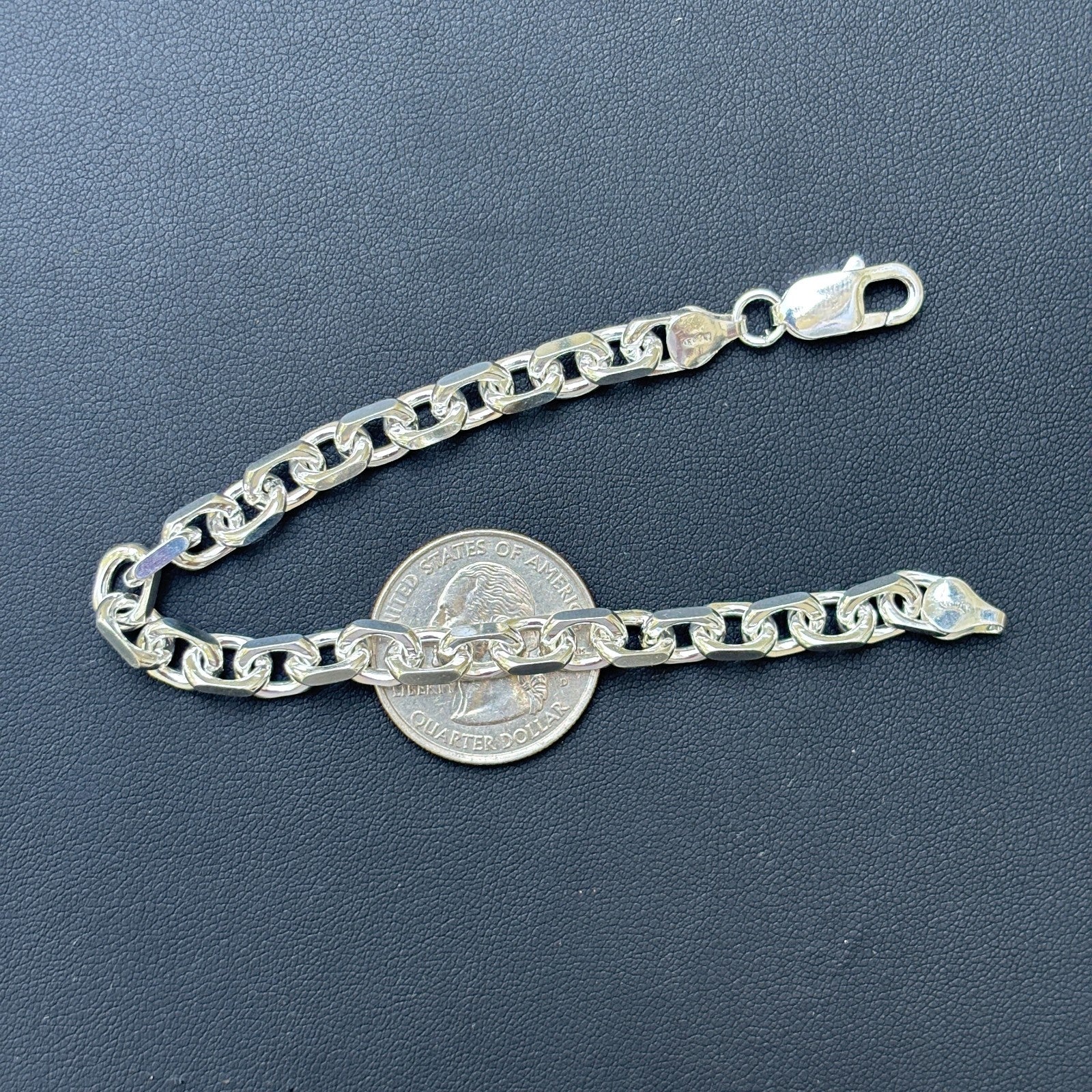 925 Sterling Silver 6mm Anchor Cable Bracelet