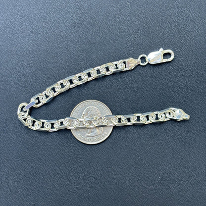 925 Sterling Silver 6mm Anchor Cable Bracelet