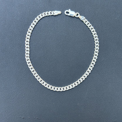 925 Sterling Silver 3mm Diamond Cut Miami Cuban Bracelet