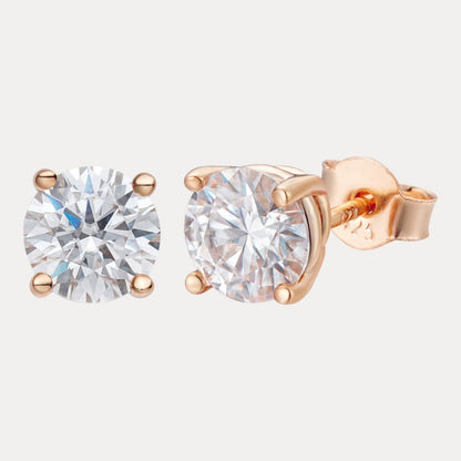 925 Sterling Silver 6.5mm Moissanite Earrings 2ct TW Studs