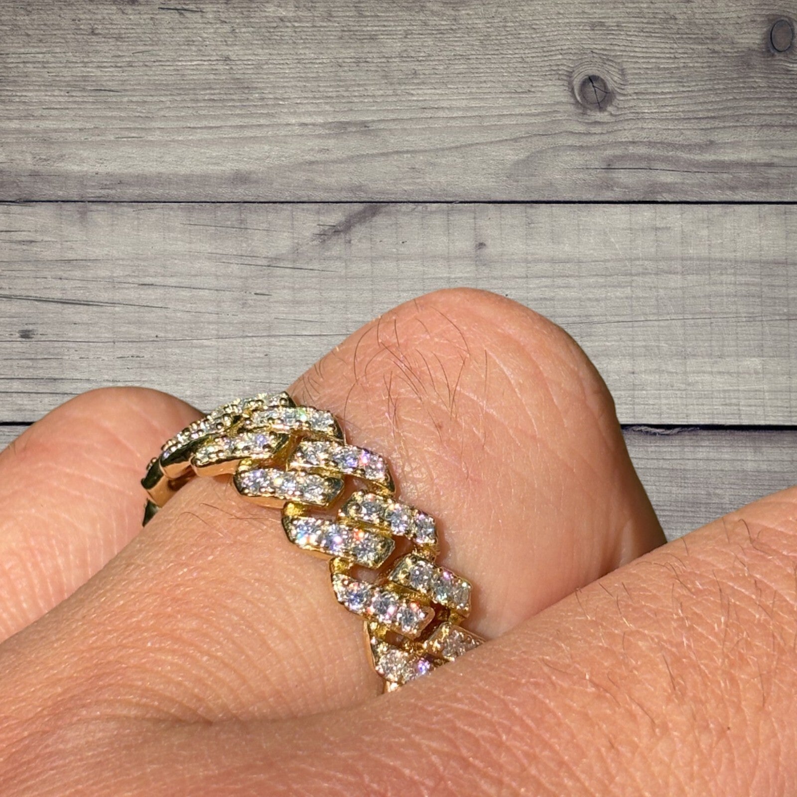 925 Sterling Silver Prong Miami Cuban Ring With Moissanite - ITALIA Chains