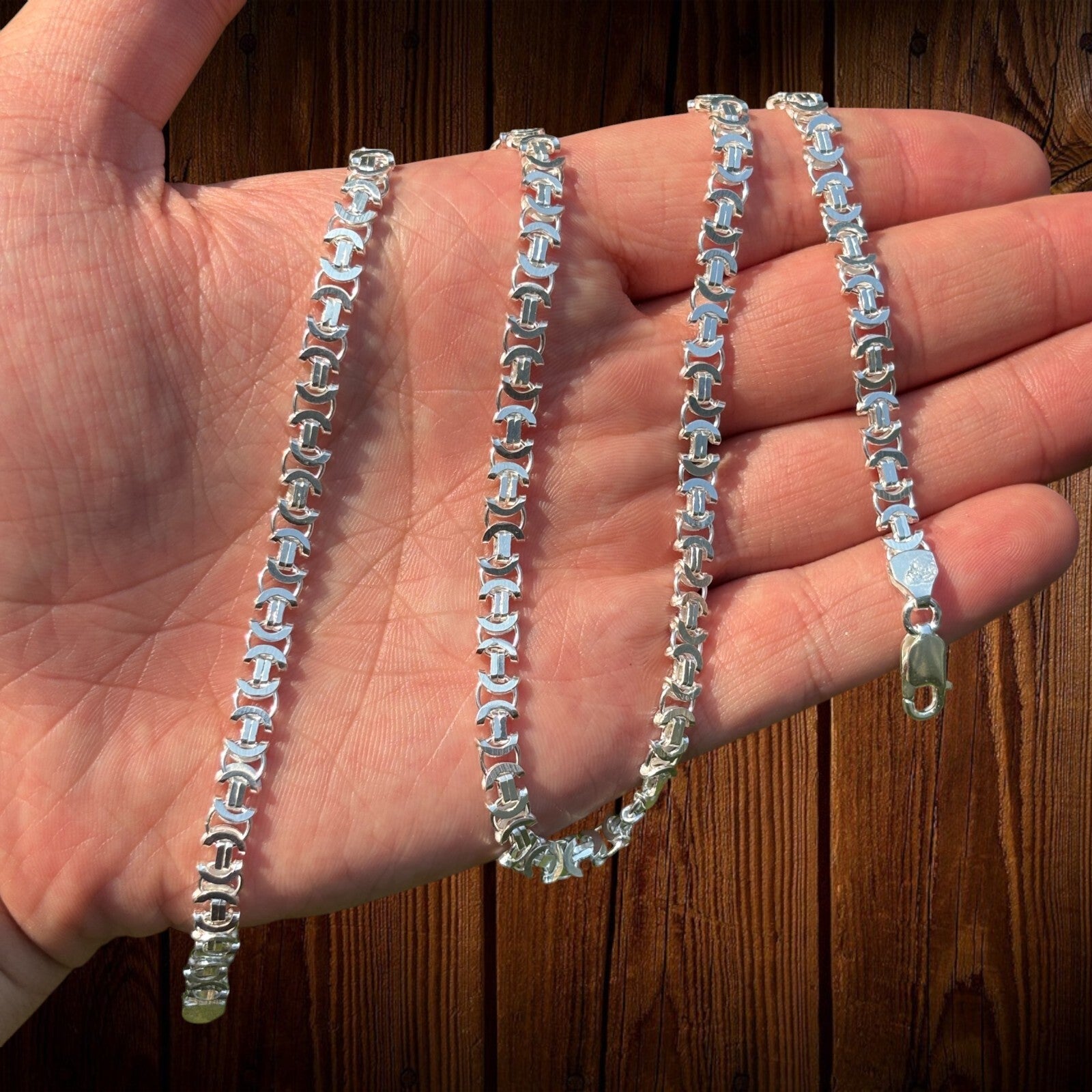 925 Sterling Silver 5mm Flat Byzantine Chain Necklace