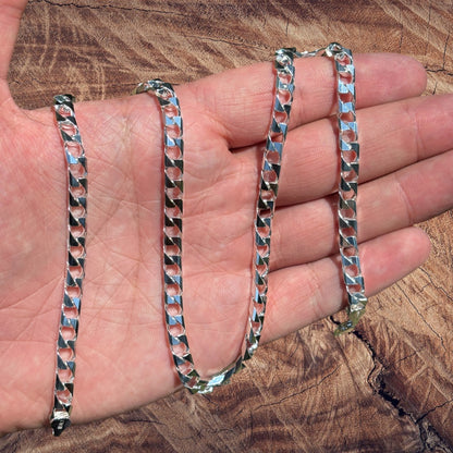 925 Sterling Silver 6mm Square Curb Chain Necklace