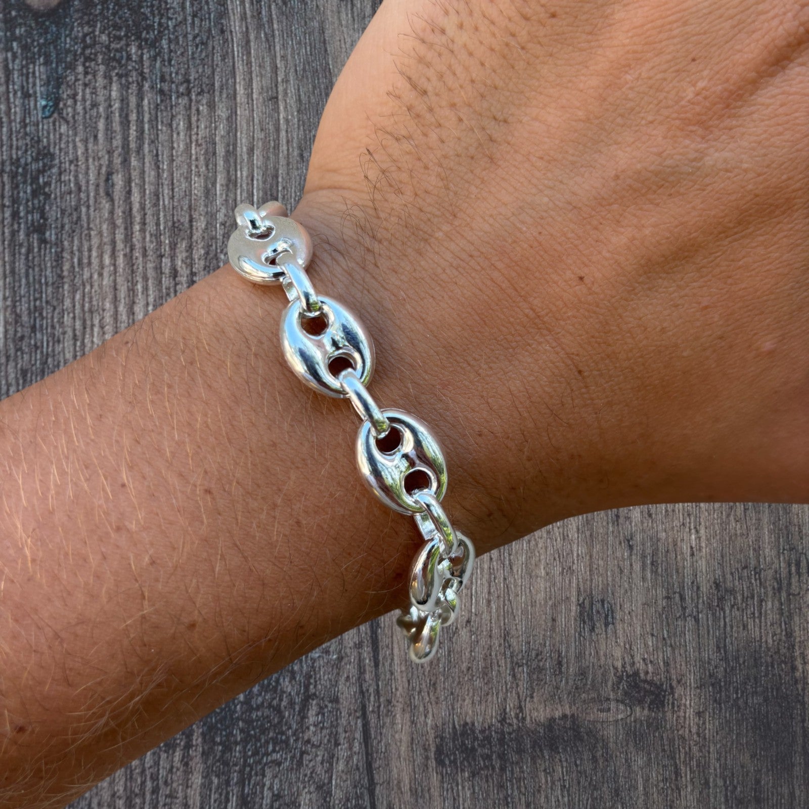 925 Sterling Silver 12mm Puffed Gucci Bracelet