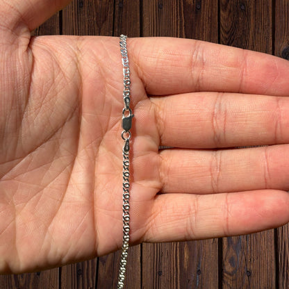 925 Sterling Silver 2.5mm Tiger Eye Chain Necklace