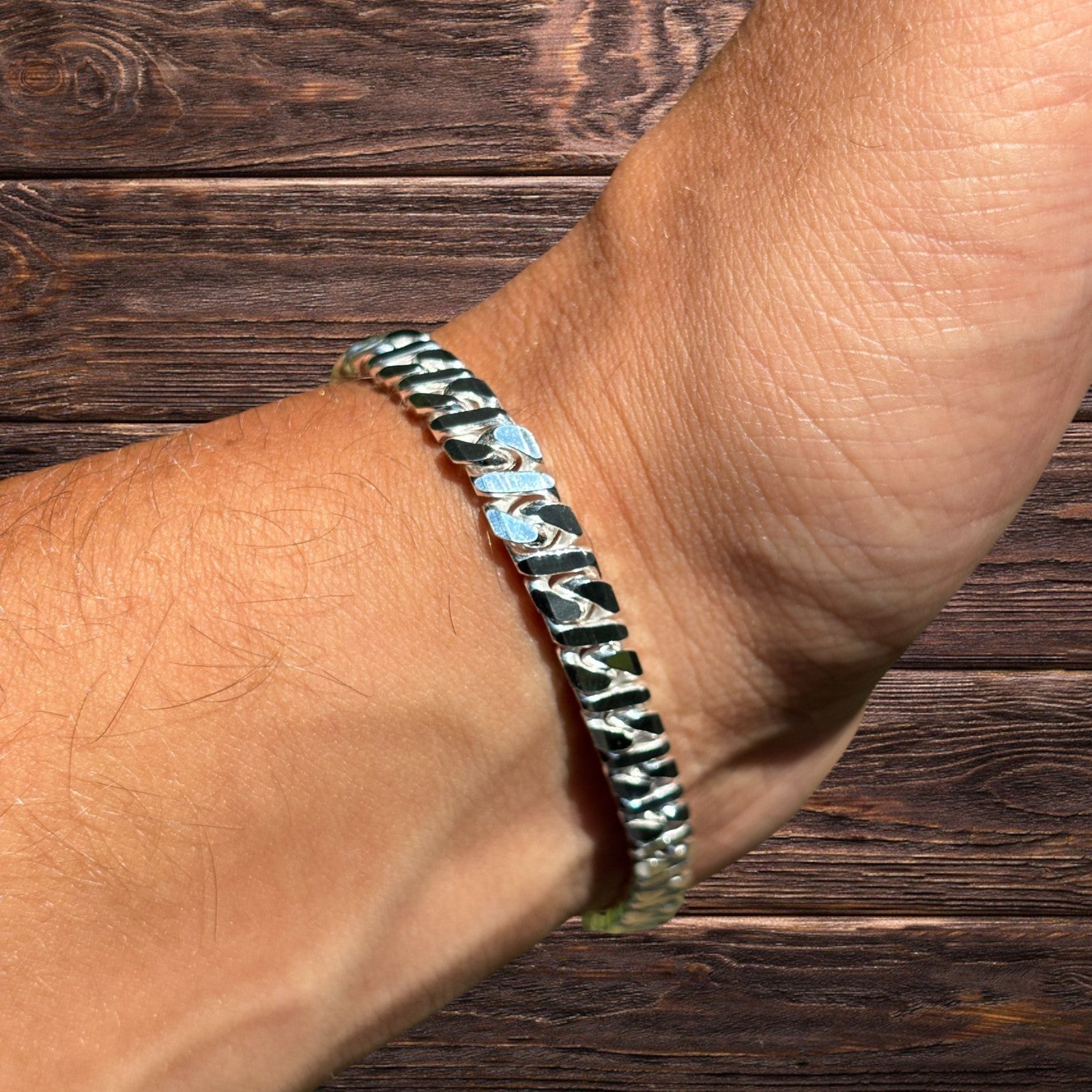 925 Sterling Silver 6mm Dollar Link Bracelet