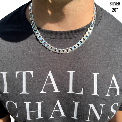 925 Sterling Silver 12mm Curb Chain Necklace