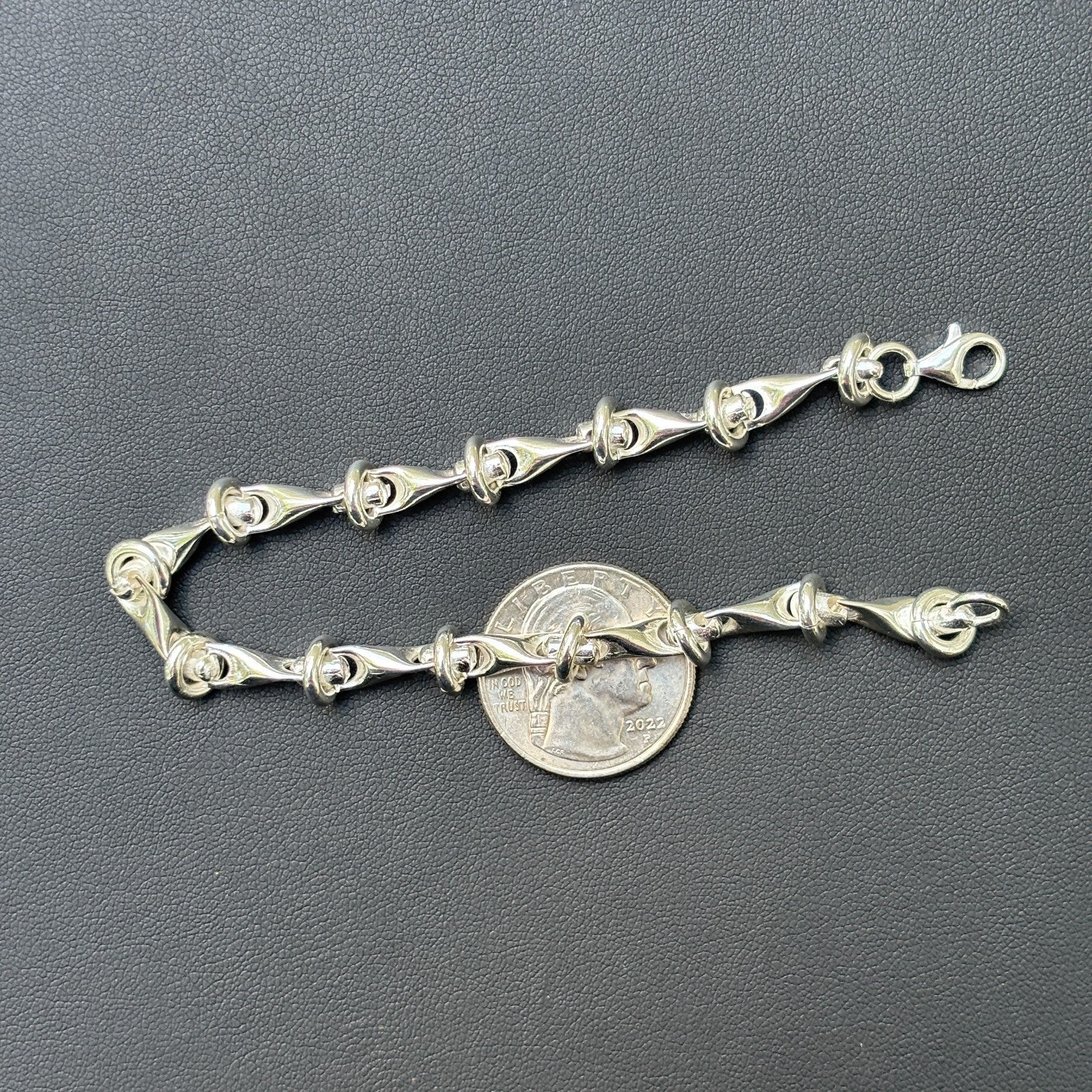 925 Sterling Silver 8mm Barbed Wire Jailhouse Link Bracelet
