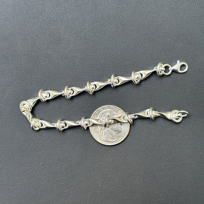 925 Sterling Silver 8mm Barbed Wire Jailhouse Link Bracelet