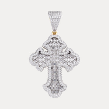 925 Sterling Silver Gothic Cross With Moissanite - Medium