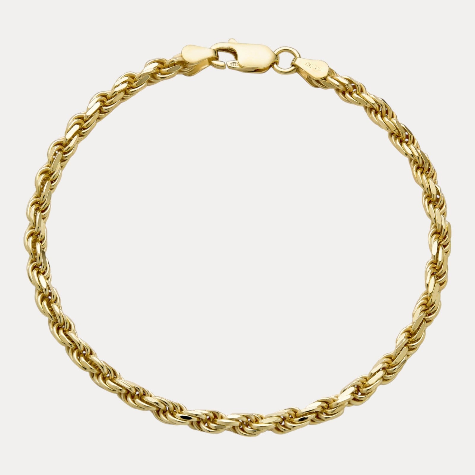 925 Sterling Silver 4mm Diamond Cut Rope Bracelet