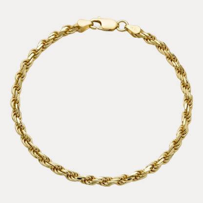 925 Sterling Silver 4mm Diamond Cut Rope Bracelet