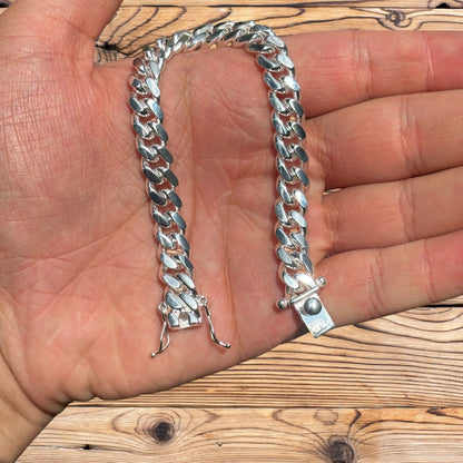 925 Sterling Silver 8mm Miami Cuban W. Box Clasp Bracelet