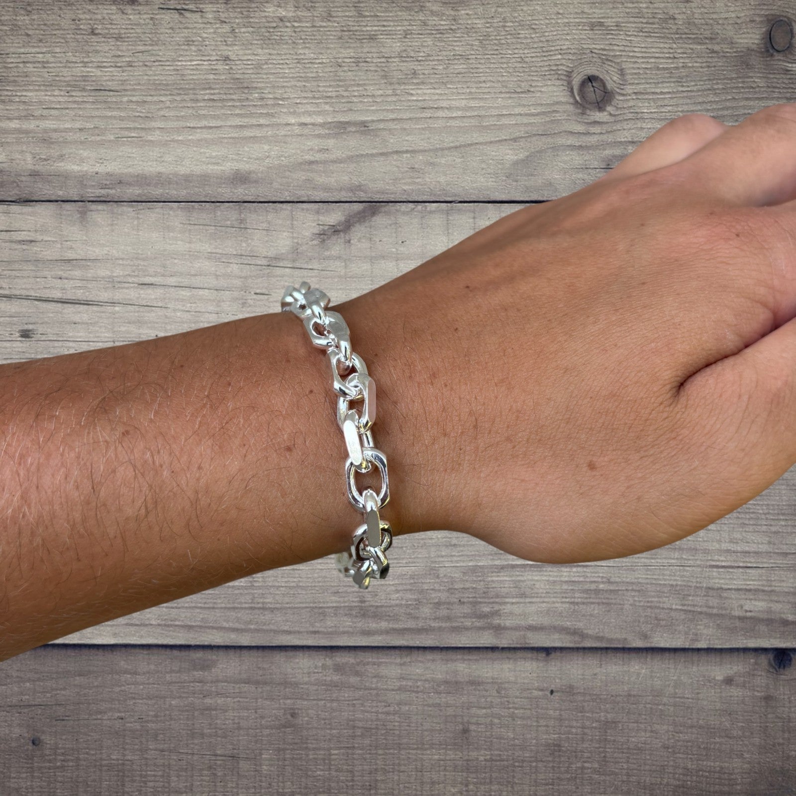 925 Sterling Silver 8mm Anchor Cable Bracelet