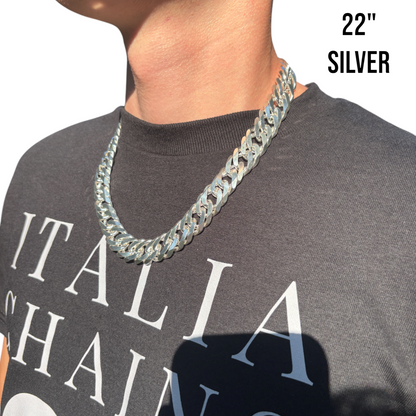 925 Sterling Silver 16mm Double Curb Chain Necklace