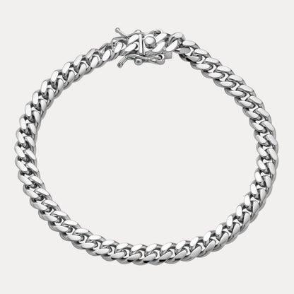 925 Sterling Silver 6mm Miami Cuban W. Box Clasp Bracelet