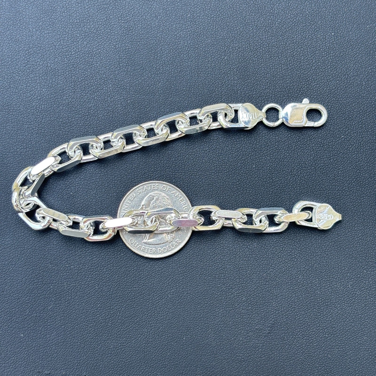 925 Sterling Silver 8mm Anchor Cable Bracelet