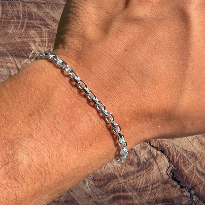 925 Sterling Silver 4mm Anchor Cable Bracelet