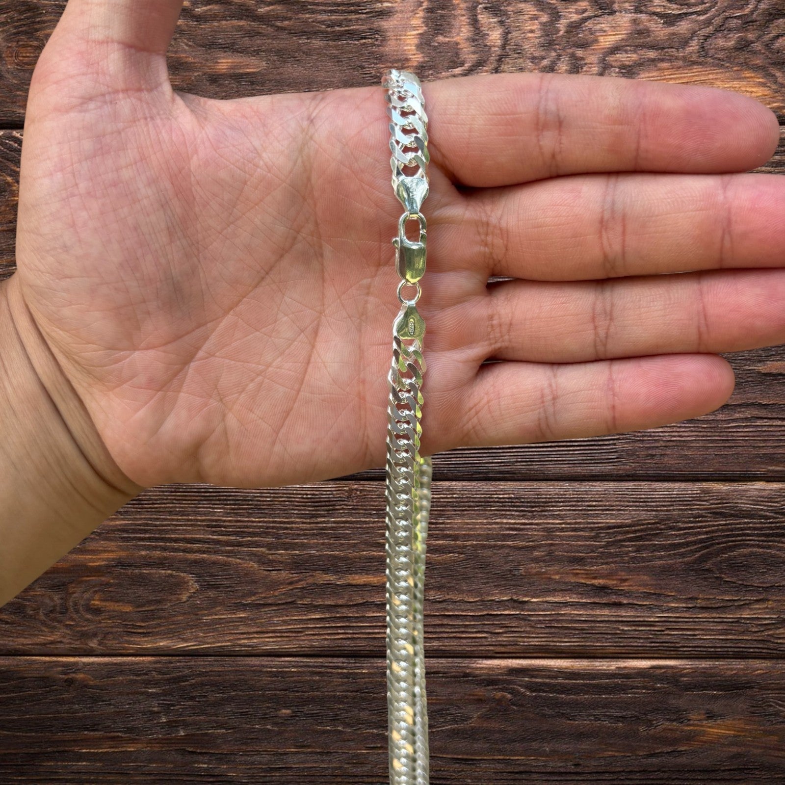 925 Sterling Silver 8mm Double Curb Chain Necklace