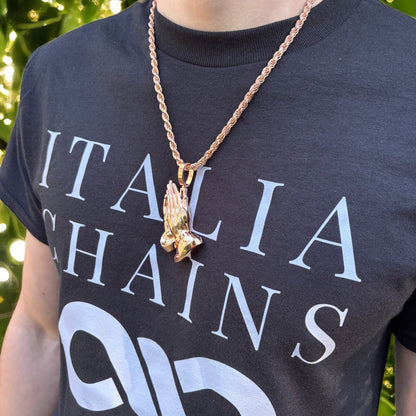 925 Sterling Silver Praying Hands Pendant - Large