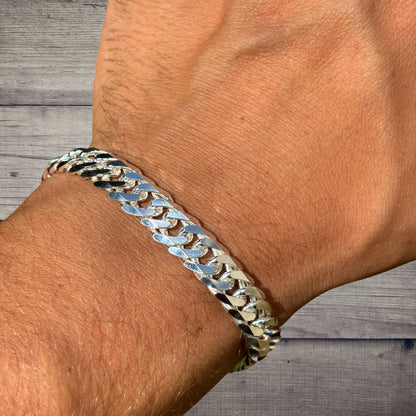925 Sterling Silver 10mm Double Curb Bracelet
