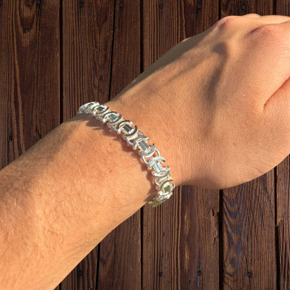925 Sterling Silver 8mm Flat Byzantine Bracelet