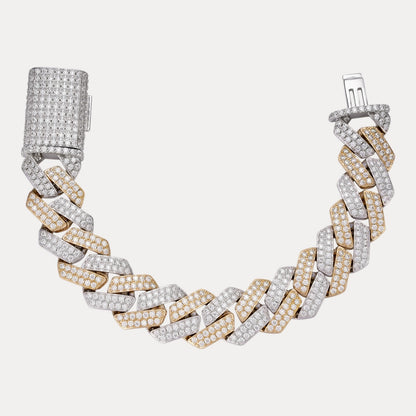 925 Sterling Silver 20mm Moissanite Cuban Prong Bracelet