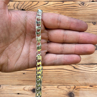 925 Sterling Silver 8mm Square Curb Chain Necklace