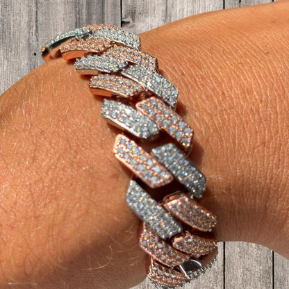 925 Sterling Silver 16mm Moissanite Cuban Prong Bracelet