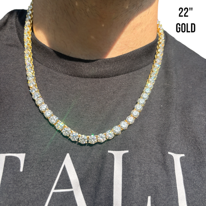 925 Sterling Silver 7mm Tennis Chain Necklace - CZ Or Moissanite