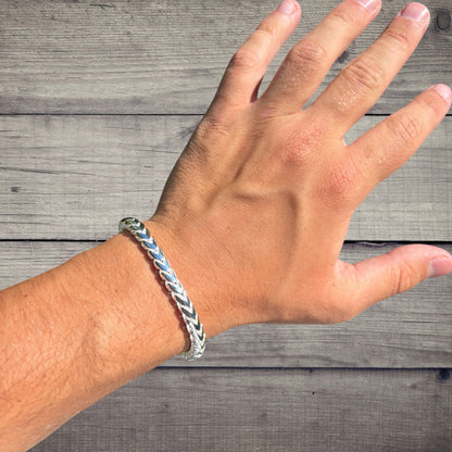 925 Sterling Silver 6mm Rounded Franco Bracelet W. Box Clasp