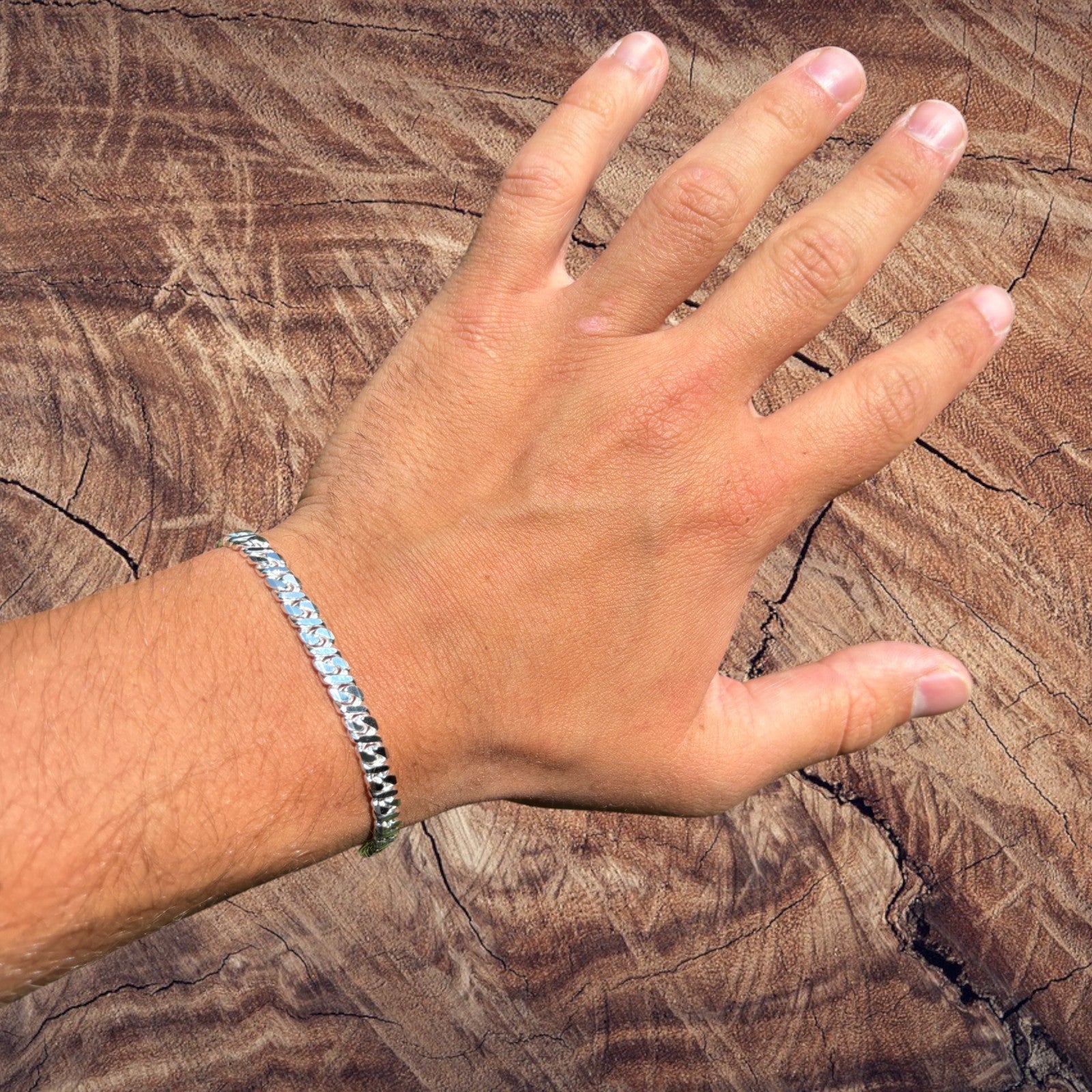 925 Sterling Silver 5mm Dollar Link Bracelet