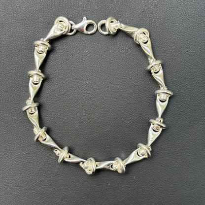 925 Sterling Silver 8mm Barbed Wire Jailhouse Link Bracelet