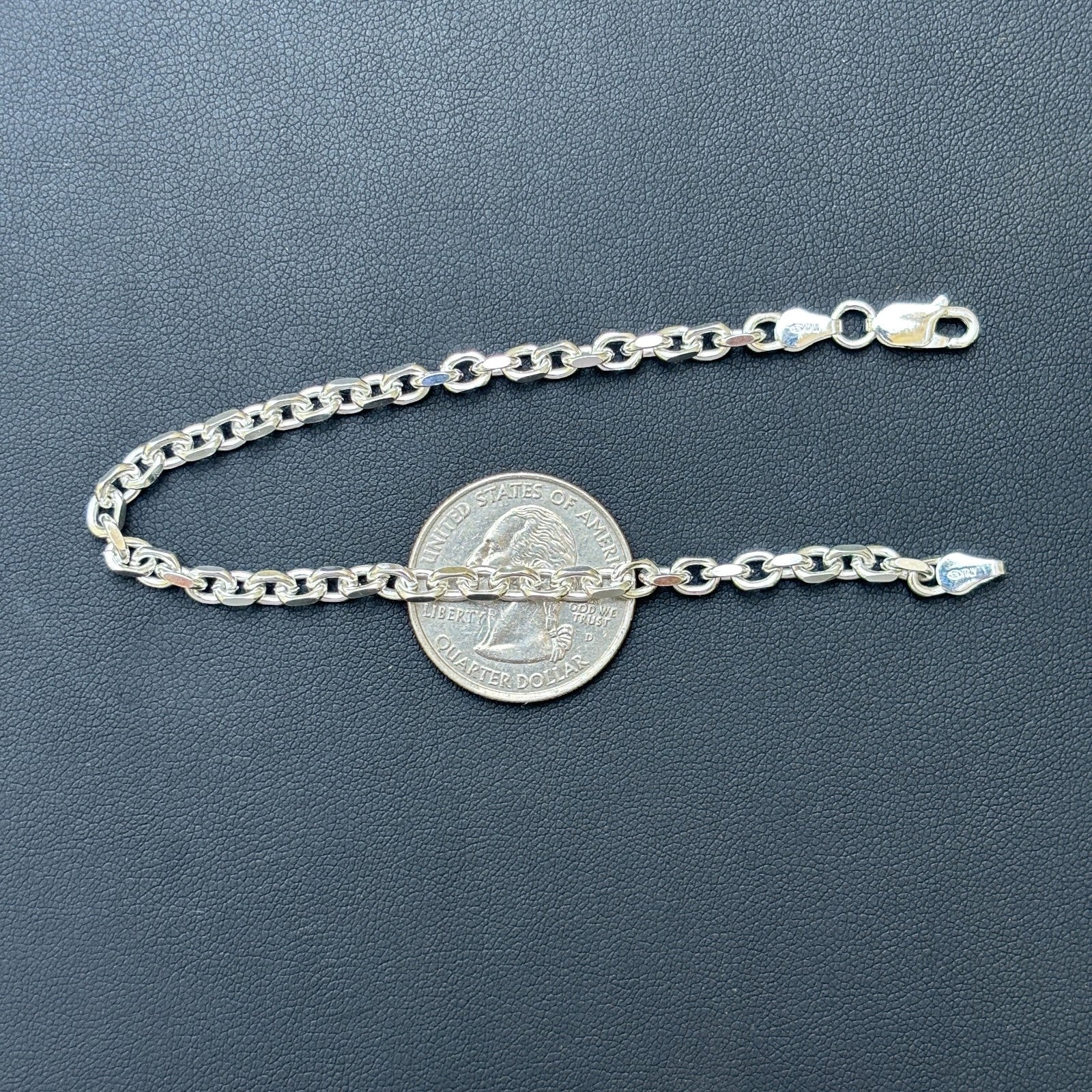 925 Sterling Silver 4mm Anchor Cable Bracelet