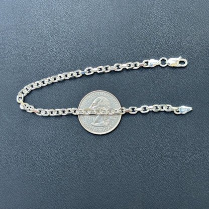 925 Sterling Silver 4mm Anchor Cable Bracelet