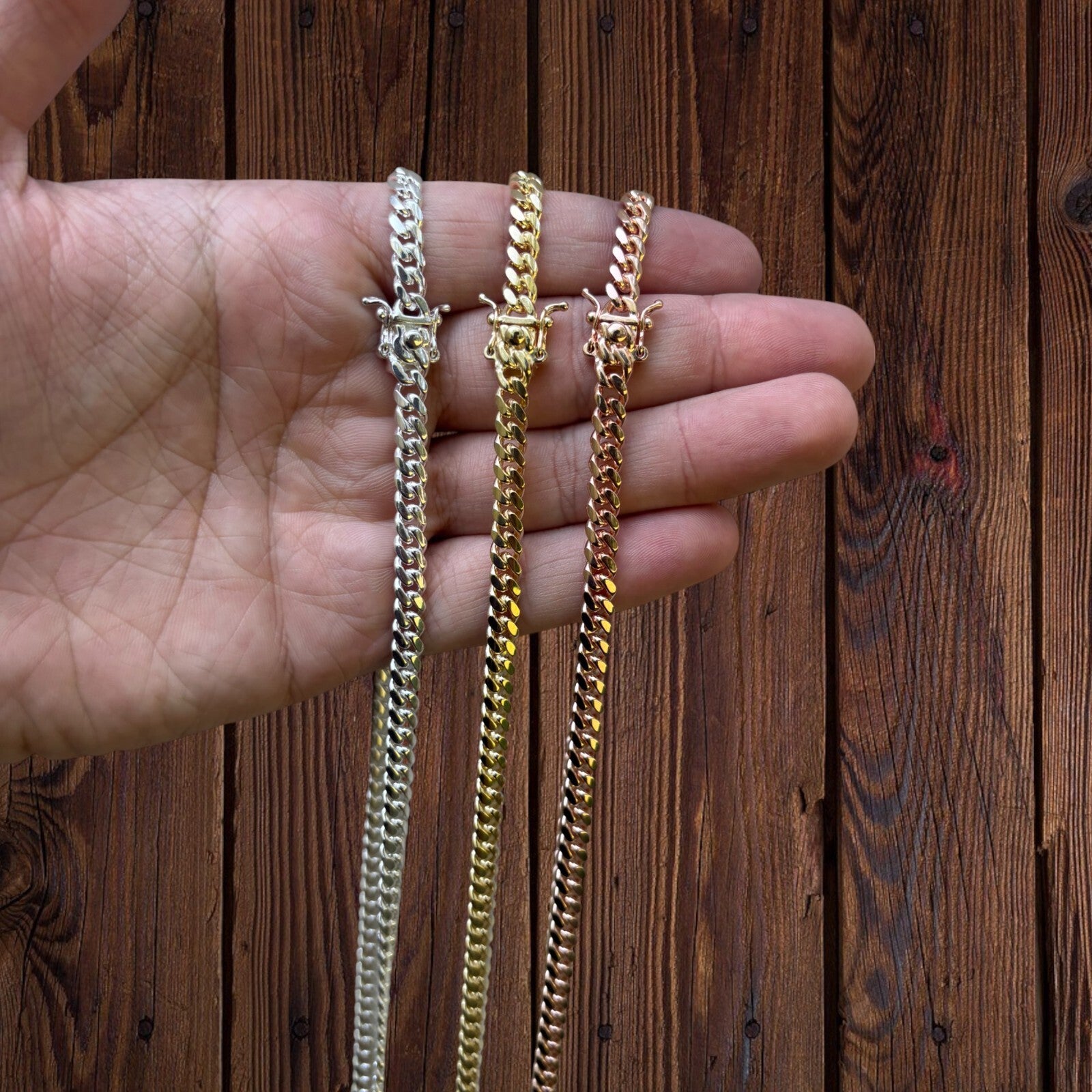 925 Sterling Silver 5mm Miami Cuban W. Box Clasp Chain Necklace