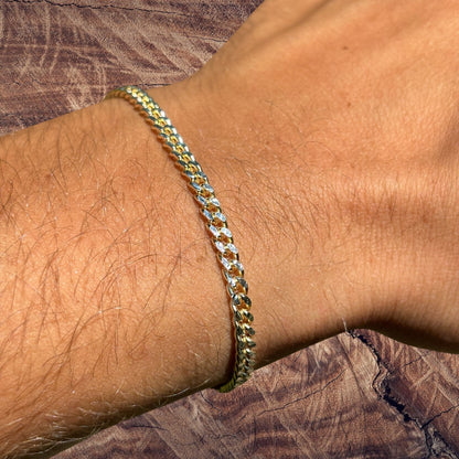 925 Sterling Silver 3mm Diamond Cut Miami Cuban Bracelet