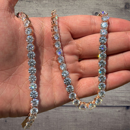 925 Sterling Silver 7mm Tennis Chain Necklace - CZ Or Moissanite