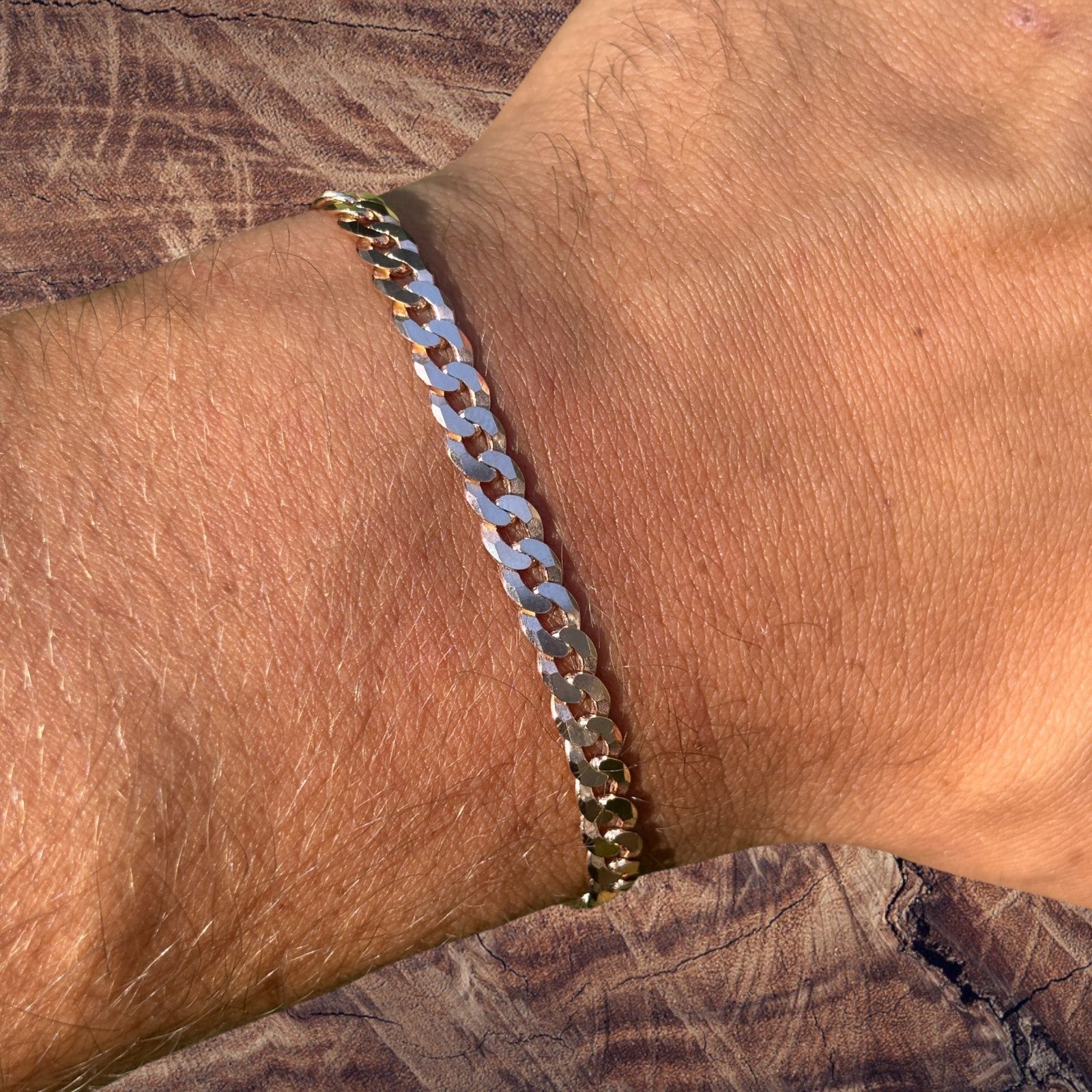 925 Sterling Silver 5mm Flat Curb Bracelet