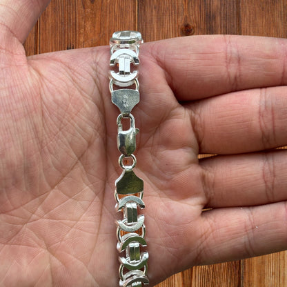 925 Sterling Silver 10mm Flat Byzantine Chain Necklace