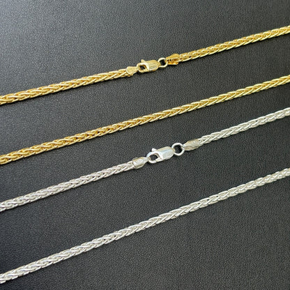 925 Sterling Silver 3mm Wheat Chain Necklace - ITALIA Chains