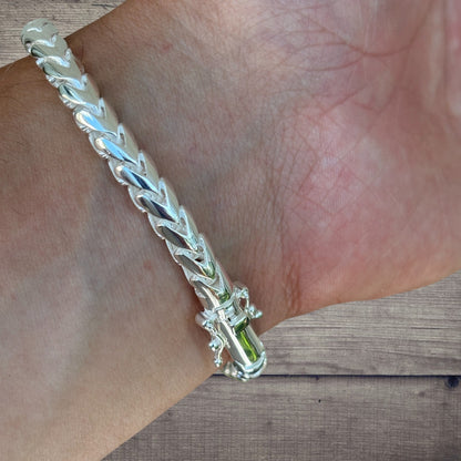 925 Sterling Silver 6mm Rounded Franco Bracelet W. Box Clasp